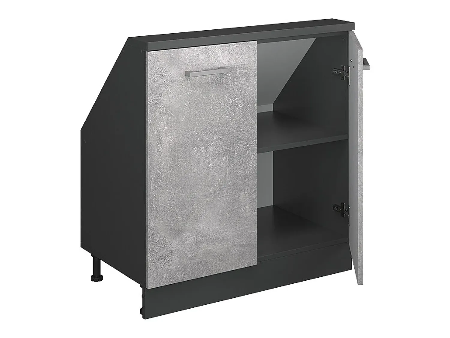 Móvel De Arrumação|Vicco Armário de cozinha para sótão inclinado betão 80x46x81.6 r-line Cinzento claro
