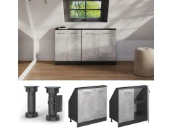 Móvel De Arrumação|Vicco Armário de cozinha para sótão inclinado betão 80x46x81.6 r-line Cinzento claro