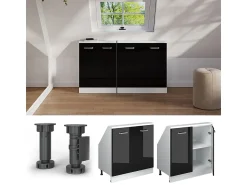 Móvel De Arrumação*Vicco Armário de cozinha para sótão inclinado alto brilho 80x46x81.6 r-line Preto