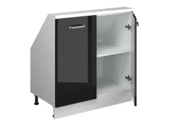 Móvel De Arrumação*Vicco Armário de cozinha para sótão inclinado alto brilho 80x46x81.6 r-line Preto