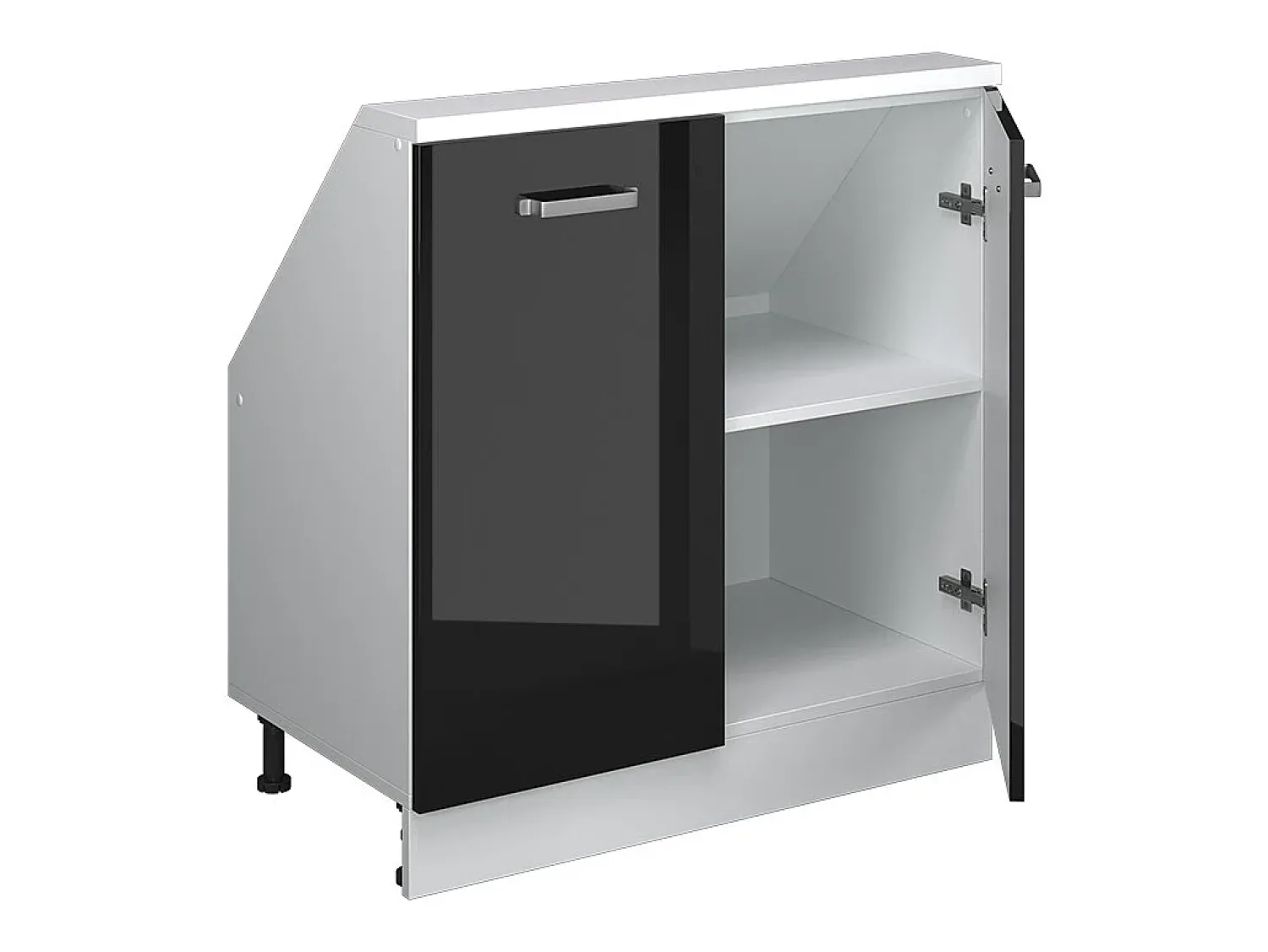 Móvel De Arrumação*Vicco Armário de cozinha para sótão inclinado alto brilho 80x46x81.6 r-line Preto
