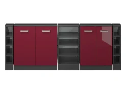 Móvel De Arrumação*Vicco Armário de cozinha para sótão inclinado alto brilho 210x46x81.6 r-line Vermelho