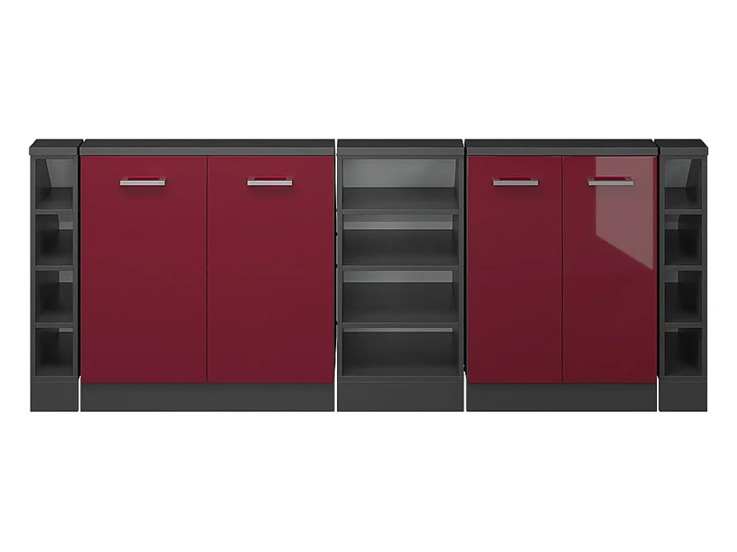 Móvel De Arrumação*Vicco Armário de cozinha para sótão inclinado alto brilho 210x46x81.6 r-line Vermelho