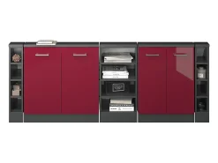Móvel De Arrumação*Vicco Armário de cozinha para sótão inclinado alto brilho 210x46x81.6 r-line Vermelho
