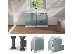 Discount Vicco Armário de cozinha para sótão inclinado -cinza 60x46x81.6 r-line Azul