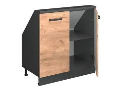 Móvel De Arrumação*Vicco Armário de cozinha para sótão inclinado carvalho goldkraft 80x46x81.6 r-line Natural escuro