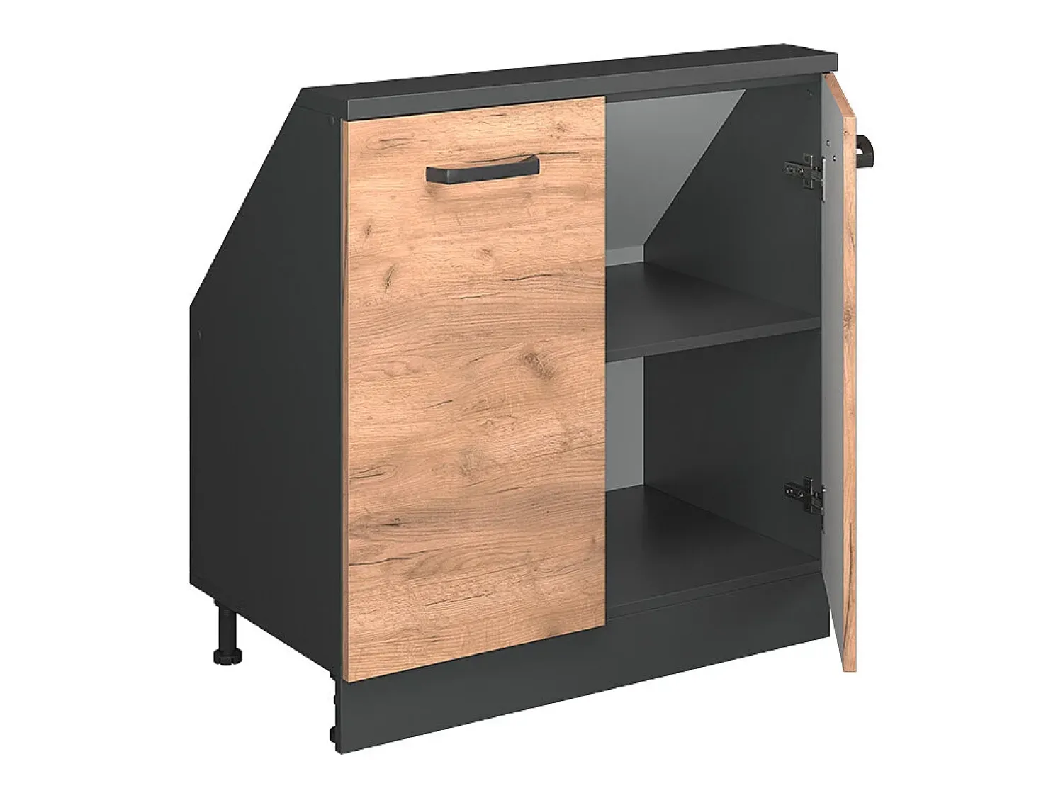 Móvel De Arrumação*Vicco Armário de cozinha para sótão inclinado carvalho goldkraft 80x46x81.6 r-line Natural escuro