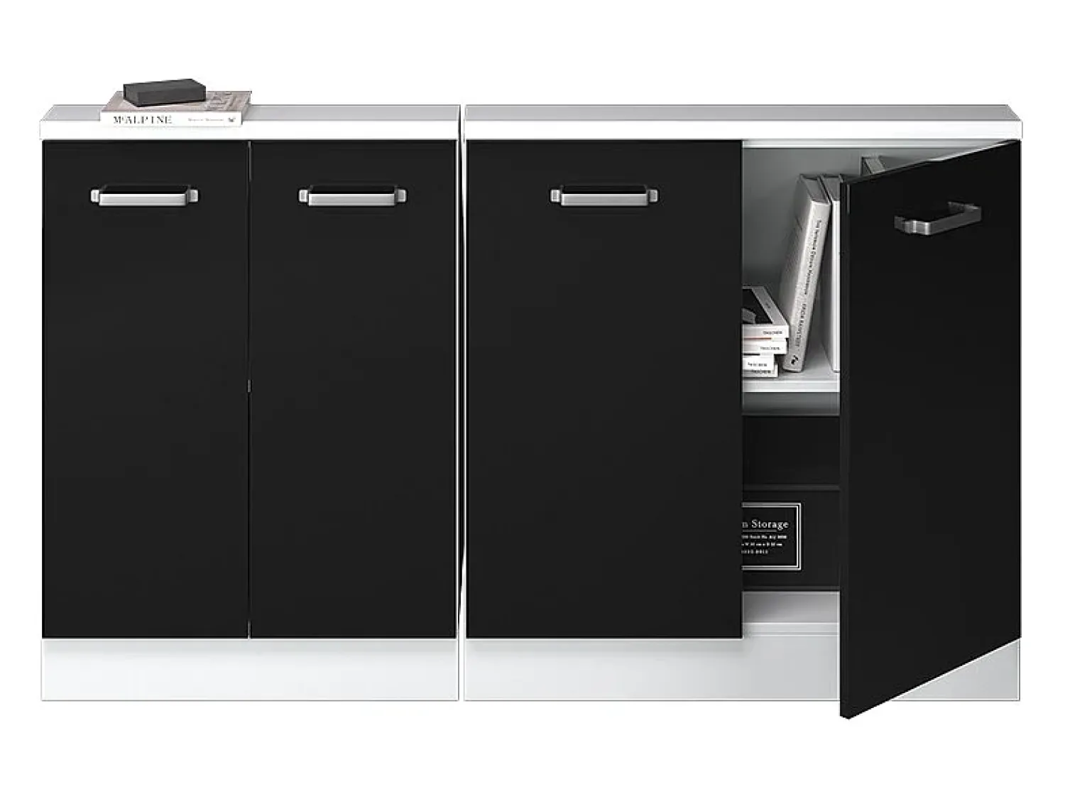 Hot Vicco Armário de cozinha para sótão inclinado alto brilho 140x46x81.6 r-line Preto