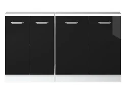 Hot Vicco Armário de cozinha para sótão inclinado alto brilho 140x46x81.6 r-line Preto