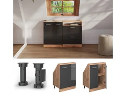 Hot Vicco Armário de cozinha para sótão inclinado antracite alto brilho 60x46x81.6 r-line Cinza antracite