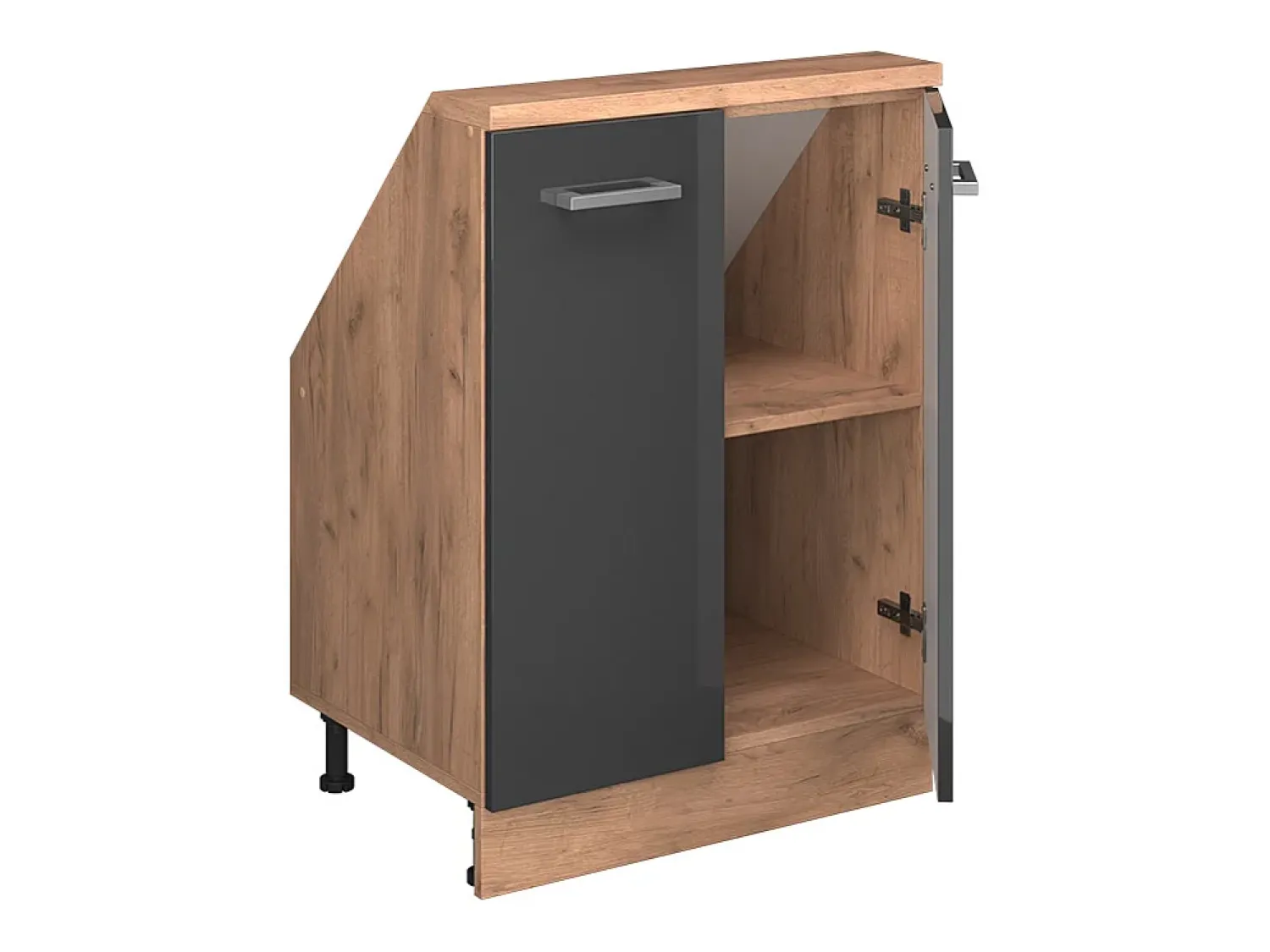 Hot Vicco Armário de cozinha para sótão inclinado antracite alto brilho 60x46x81.6 r-line Cinza antracite