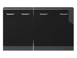 Móvel De Arrumação|Vicco Armário de cozinha para sótão inclinado alto brilho 140x46x81.6 r-line Preto