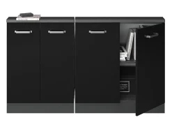 Móvel De Arrumação|Vicco Armário de cozinha para sótão inclinado alto brilho 140x46x81.6 r-line Preto