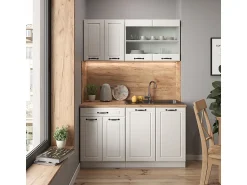 Sale Vicco Armário de cozinha para sótão inclinado casa de campo branca 210x46x81.6 r-line Branco sujo