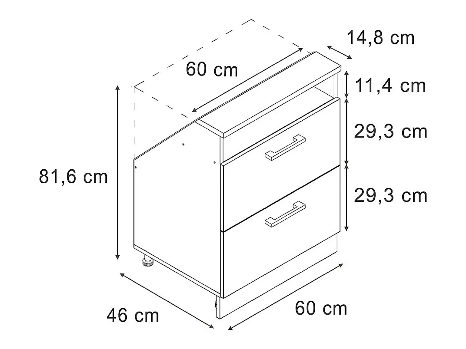 Vicco Armário de cozinha para sótão inclinado concreto 60x46x81.6 r-line^ Móvel De Arrumação
