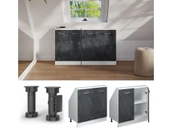 Vicco Armário de cozinha para sótão inclinado concreto 80x46x81.6 r-line^ Móvel De Arrumação