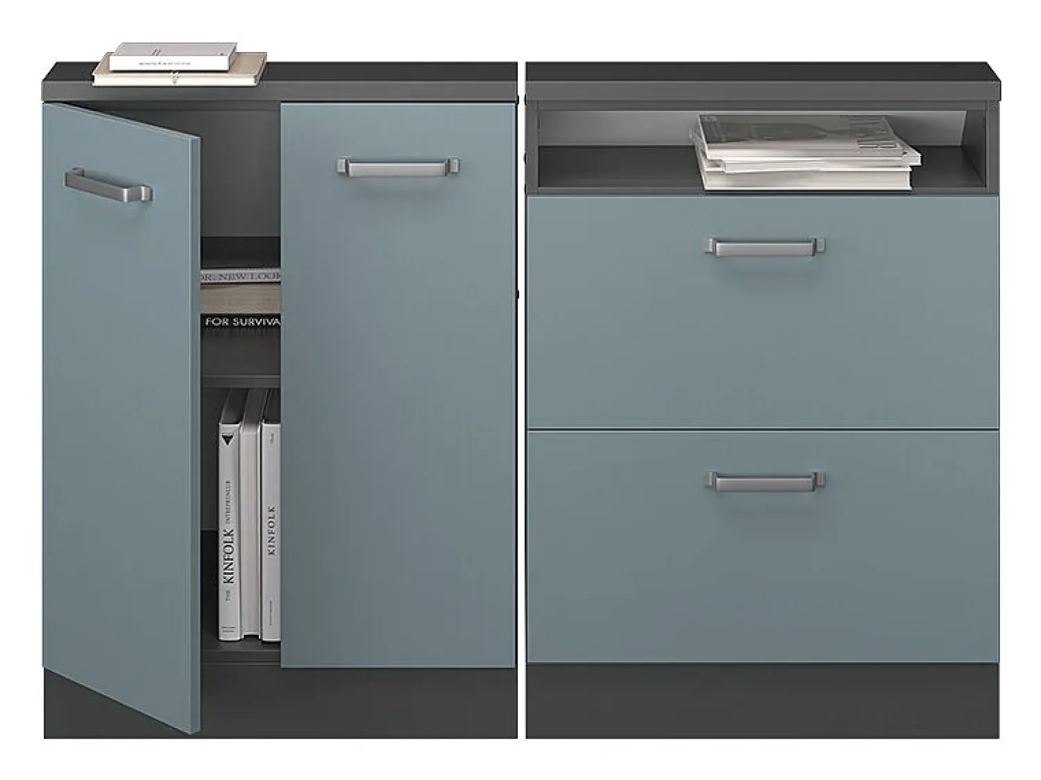 Móvel De Arrumação|Vicco Armário de cozinha para sótão inclinado -cinza 120x46x81.6 r-line Azul