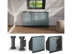 Móvel De Arrumação*Vicco Armário de cozinha para sótão inclinado -cinza 80x46x81.6 r-line Azul