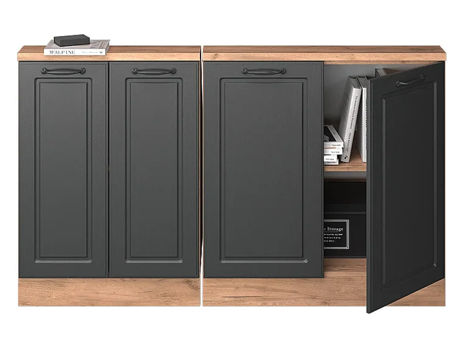 Móvel De Arrumação*Vicco Armário de cozinha para sótão inclinado casa de campo antracite 140x46x81.6 r-line Cinza antracite