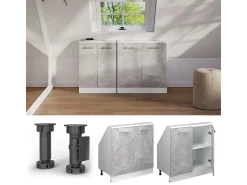 Móvel De Arrumação*Vicco Armário de cozinha para sótão inclinado betão 80x46x81.6 r-line Cinzento claro
