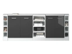 Hot Vicco Armário de cozinha para sótão inclinado antracite alto brilho 210x46x81.6 r-line Cinza antracite