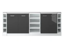 Hot Vicco Armário de cozinha para sótão inclinado antracite alto brilho 210x46x81.6 r-line Cinza antracite