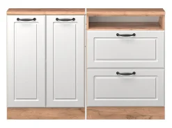 Discount Vicco Armário de cozinha para sótão inclinado casa de campo branca 120x46x81.6 r-line Branco sujo