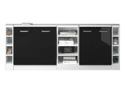 Móvel De Arrumação|Vicco Armário de cozinha para sótão inclinado alto brilho 210x46x81.6 r-line Preto