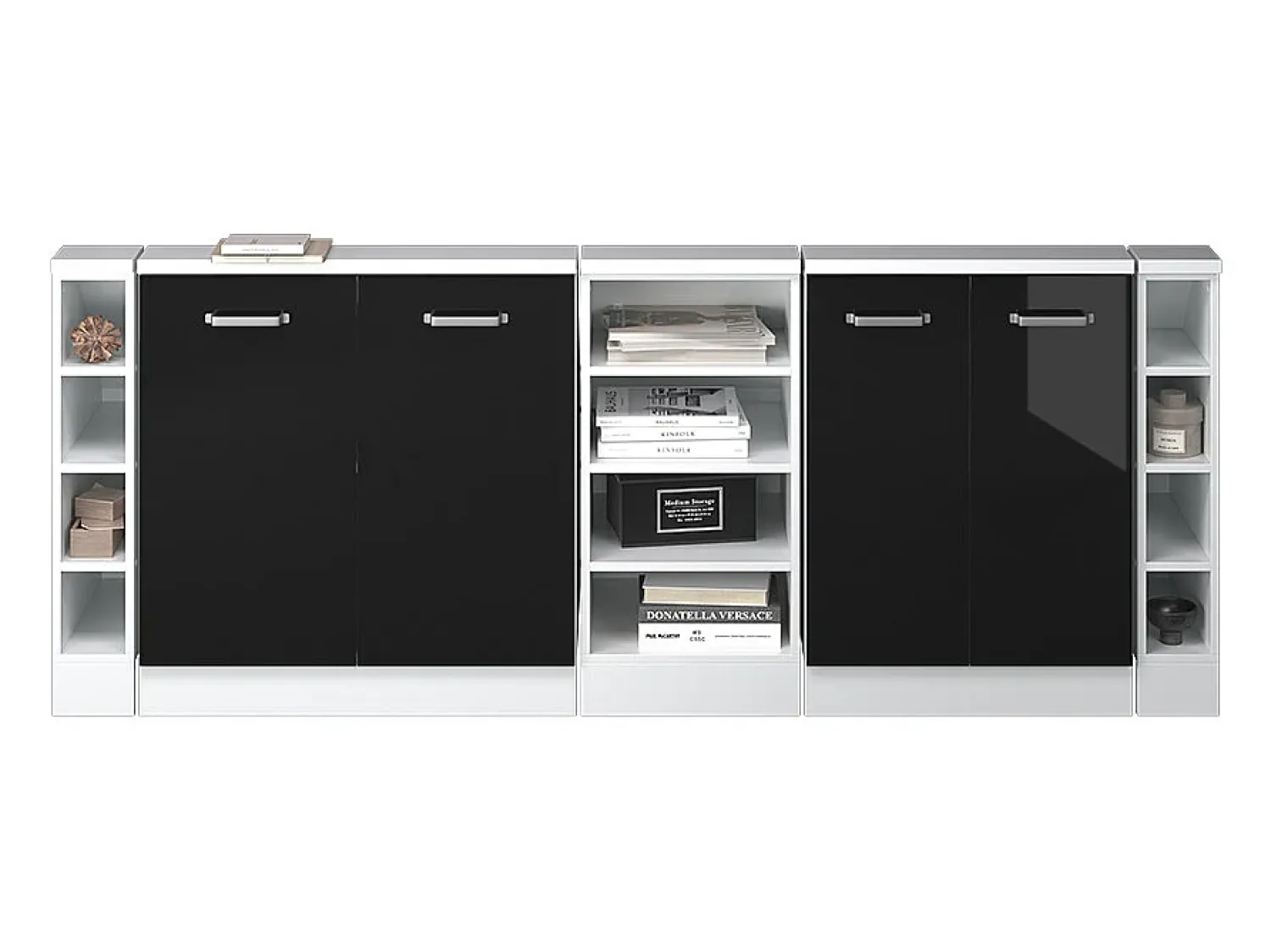 Móvel De Arrumação|Vicco Armário de cozinha para sótão inclinado alto brilho 210x46x81.6 r-line Preto