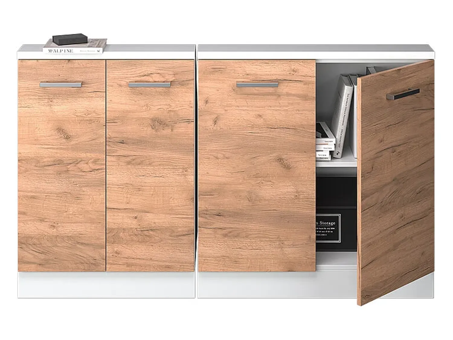 Vicco Armário de cozinha para sótão inclinado carvalho goldkraft 140x46x81.6 r-line^ Móvel De Arrumação