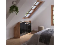 Móvel De Arrumação|Vicco Armário de cozinha para sótão inclinado alto brilho 120x46x81.6 r-line Preto