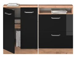 Móvel De Arrumação|Vicco Armário de cozinha para sótão inclinado alto brilho 120x46x81.6 r-line Preto