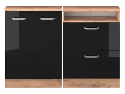 Móvel De Arrumação|Vicco Armário de cozinha para sótão inclinado alto brilho 120x46x81.6 r-line Preto