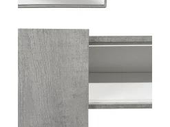 Consola|Dmora Armário de entrada 0, Entrada moderna com espelho, Armário com gaveta, Móvel bandeja de bolso, 100x27h75 cm, Cimento e Branco Cinzento