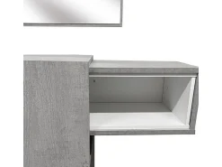 Consola|Dmora Armário de entrada 0, Entrada moderna com espelho, Armário com gaveta, Móvel bandeja de bolso, 100x27h75 cm, Cimento e Branco Cinzento