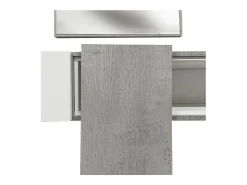 Consola|Dmora Armário de entrada 0, Entrada moderna com espelho, Armário com gaveta, Móvel bandeja de bolso, 100x27h75 cm, Cimento e Branco Cinzento