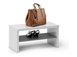 Móvel De Arrumação|Sapateira*Dmora Armário de entrada Dbara, Entrada de cabide, Compoição para o átrio, Conola de armazenamento multifunçõe, Made in Italy, 80x40h40 cm, brilhante e Antracite Branco