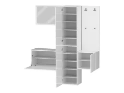 Dmora Armário de entrada Dcrescenz, Armário multifuncional com 3 portas, Cabide de parede com espelho, 170x35h190 cm,^ Móvel De Entrada