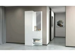 Dmora Armário de entrada Dcristant, Armário multifuncional com 2 folhas, Armário multiuso com espelho, 90x35h190 cm,^ Móvel De Entrada