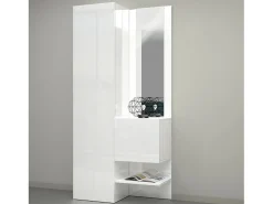 Dmora Armário de entrada Dcristant, Armário multifuncional com 2 folhas, Armário multiuso com espelho, 90x35h190 cm,^ Móvel De Entrada