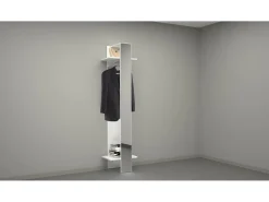 Dmora Armário de entrada Dcrociat, Armário mulFunção, Cabide de parede com espelho, 50x35h190 cm,^ Móvel De Entrada