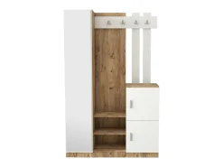 Sale Dmora Armário de entrada Dgagn, Entrada de cabide, Composição para o átrio, Consola de armazenamento multifuncional, 114x38h180 cm, Carvalho e Branco Castanho