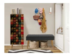 Outlet Dmora Armário de entrada Dgallett, Entrada de cabide, Composição para átrio, Console de armazenamento multifuncional, 50x38h135 cm, Carvalho e Antracite Castanho