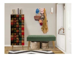 Dmora Armário de entrada Dgallett, Entrada de cabide, Composição para átrio, Consola de armazenamento multifunções, 50x38h135 cm, Carvalho e Verde^ Móvel De Entrada
