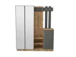Móvel De Entrada|Dmora Armário de entrada Dgautier, Entrada de cabide, Composição para átrio, Consola de armazenamento multifunções, 147x38h180 cm, Carvalho e Antracite Castanho