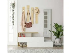 Dmora Armário de entrada Dmartne, Entrada de cabide, Composição para átriosOu, Consola de armazenamento multifunções, 137x35h55 cm, e Carvalho^ Móvel De Entrada