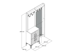 Sale Dmora Armário de entrada Dperron, Entrada do cabide, Composição do átrio, Console da portaAobjetos multifuncionais, 120x35h200 cm, Noz e Antracite Castanho