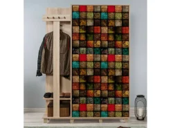 Best Dmora Armário de entrada Dpionett, Entrada de cabide, Composição para o átrio, Console de armazenamento multifuncional, 135x36h194 cm, Carvalho e Multicolorido Castanho