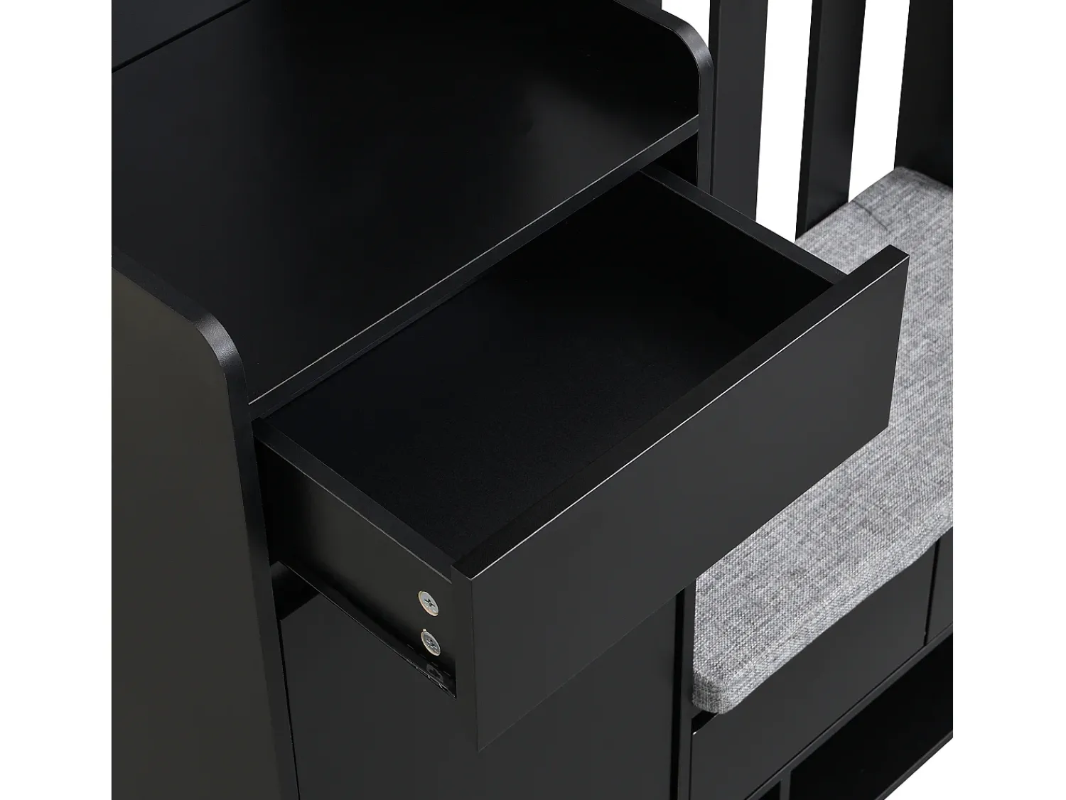 Móvel De Entrada*ModernLuxe Armário de entrada multifuncional - com bengaleiro e banco para guardar sapatos - MDF - Preto