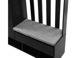 Móvel De Entrada*ModernLuxe Armário de entrada multifuncional - com bengaleiro e banco para guardar sapatos - MDF - Preto